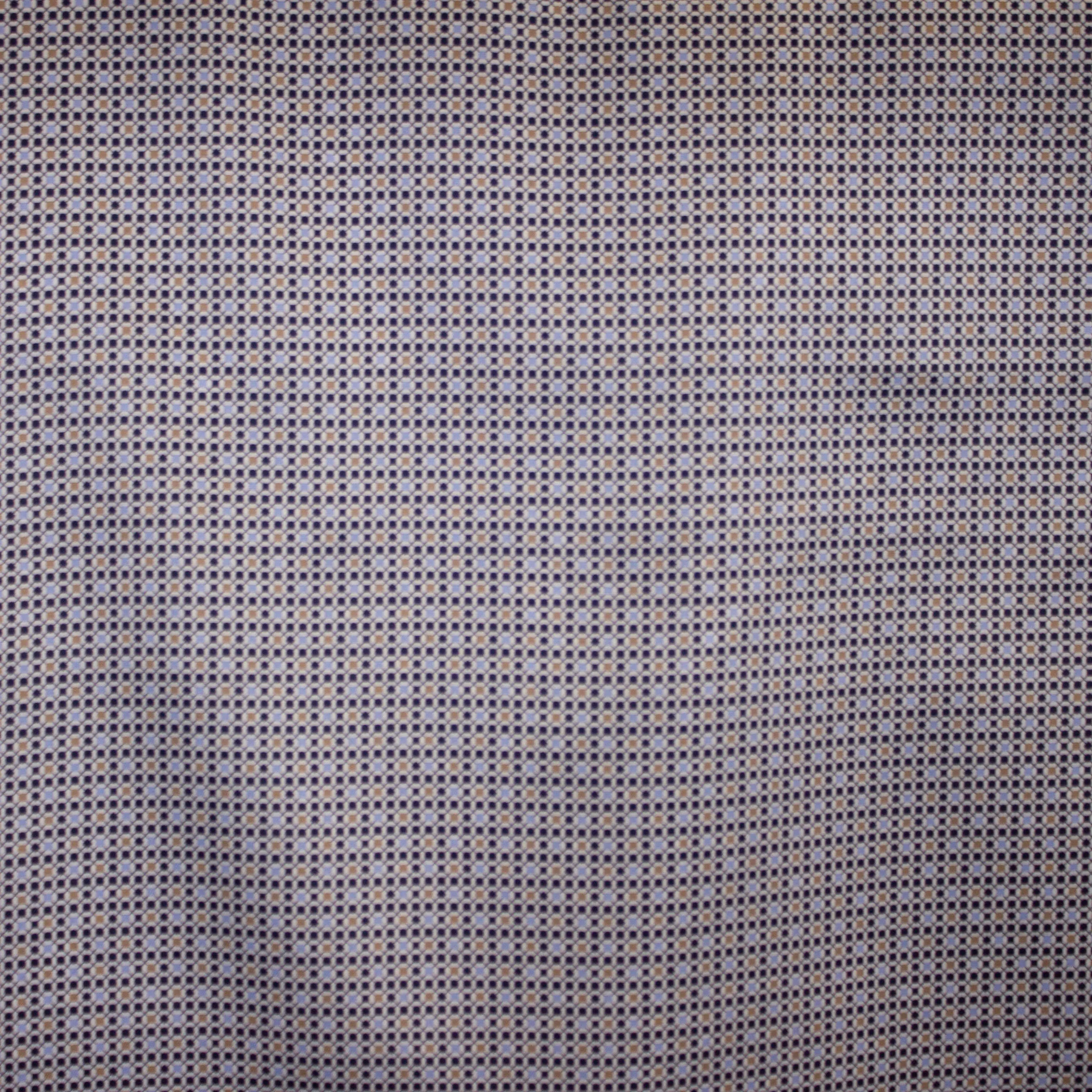 Katoen poplin met motief in blauw en beige